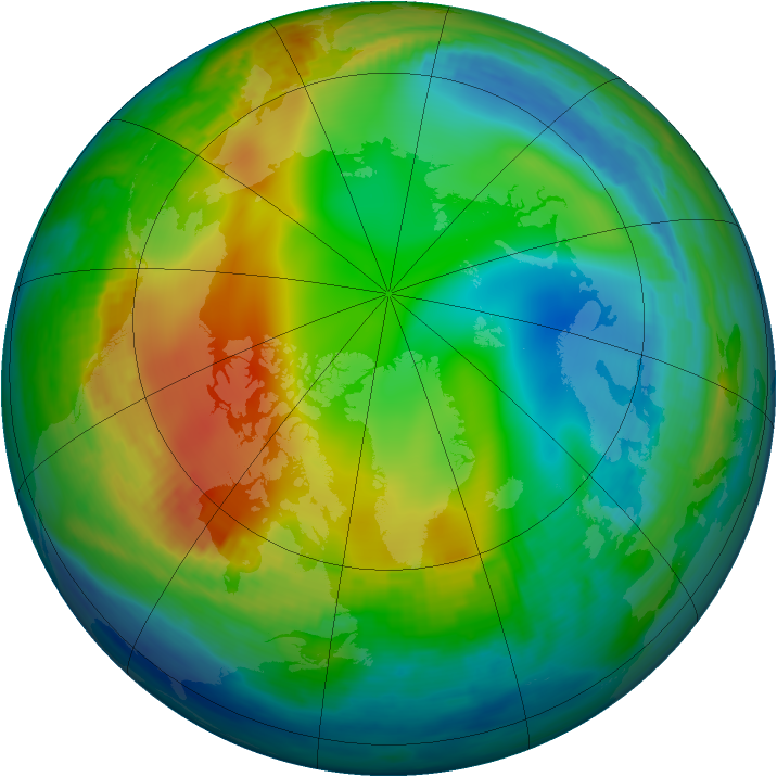 Arctic ozone map for 17 December 1990